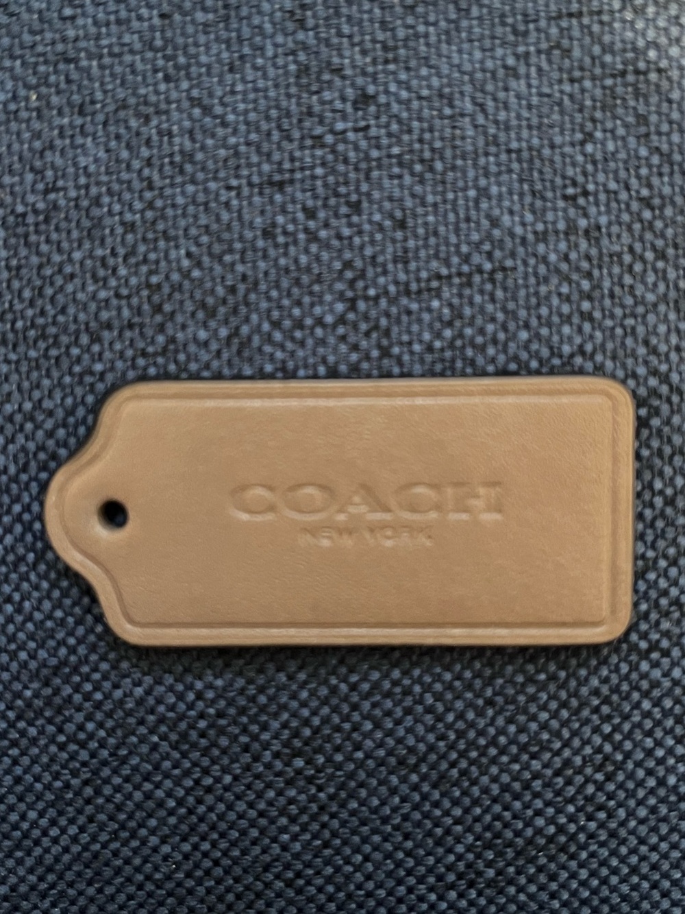 Coach Tan Leather Luggage Tag with Embossed Logo